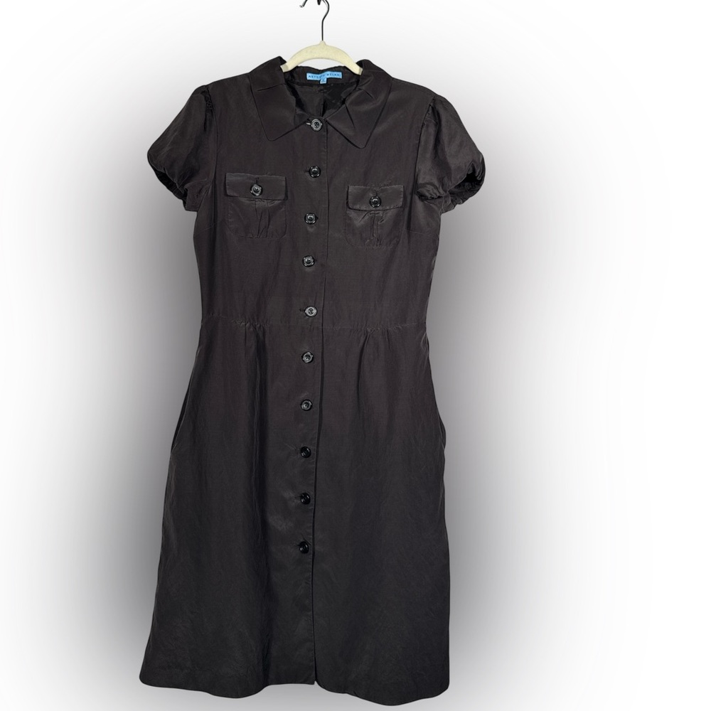 ANTONIO MELANI Black Puff Sleeve‎ Shirt Dress Size 12